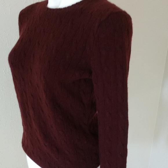 COMING DEC RL CASHMERE BLACK label Ralph Lauren BURGUNDY CASHMERE Sweater NWOT - Picture 2 of 6